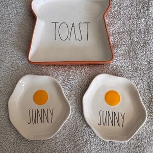 Rae Dunn Toast and Sunny Plate Set - White and Orange